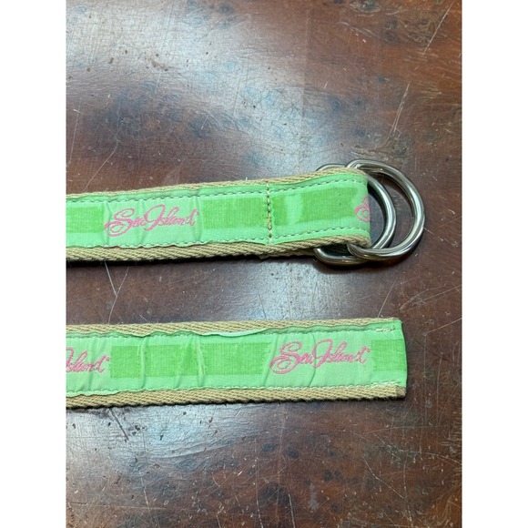 YRI Sea Island Kids D-Ring Belt Green & Pink Preppy Casual Sz S see pics - Picture 1 of 4